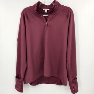 Athleta Whistler Top Quarter Zip Pullover Womens Size Large Spiced Cabernet